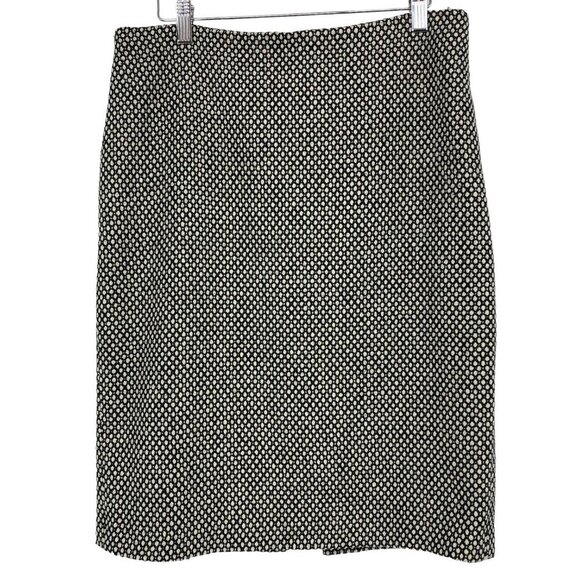 Lord & Taylor Black + white geometric  print acrylic knit pencil skirt size 6 - Picture 1 of 13